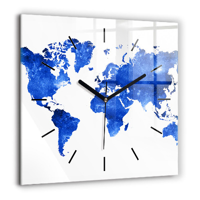 Pendule carrée en verre 60x60 cm Carte du monde cosmique