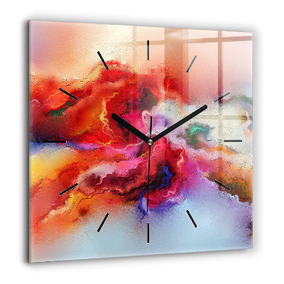 Horloge carrée en verre 60x60 cm Peinture renversée