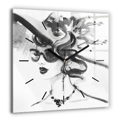 Horloge murale carrée 60x60 cm Femme à la mode