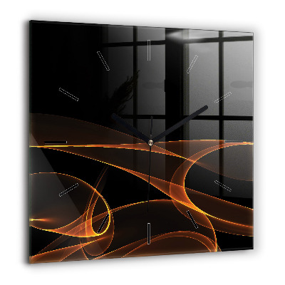 Horloge carrée en verre 60x60 cm Lignes orange