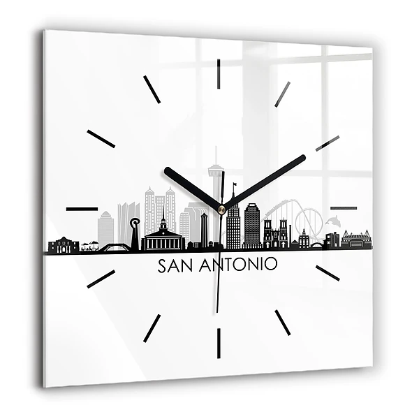 Horloge murale carrée 60x60 cm Ville de San Antonio Texas