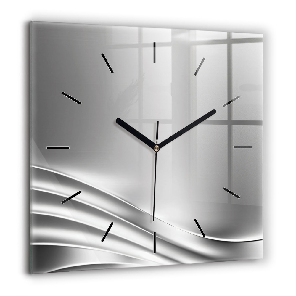 Pendule carrée en verre 60x60 cm Abstraction argentée