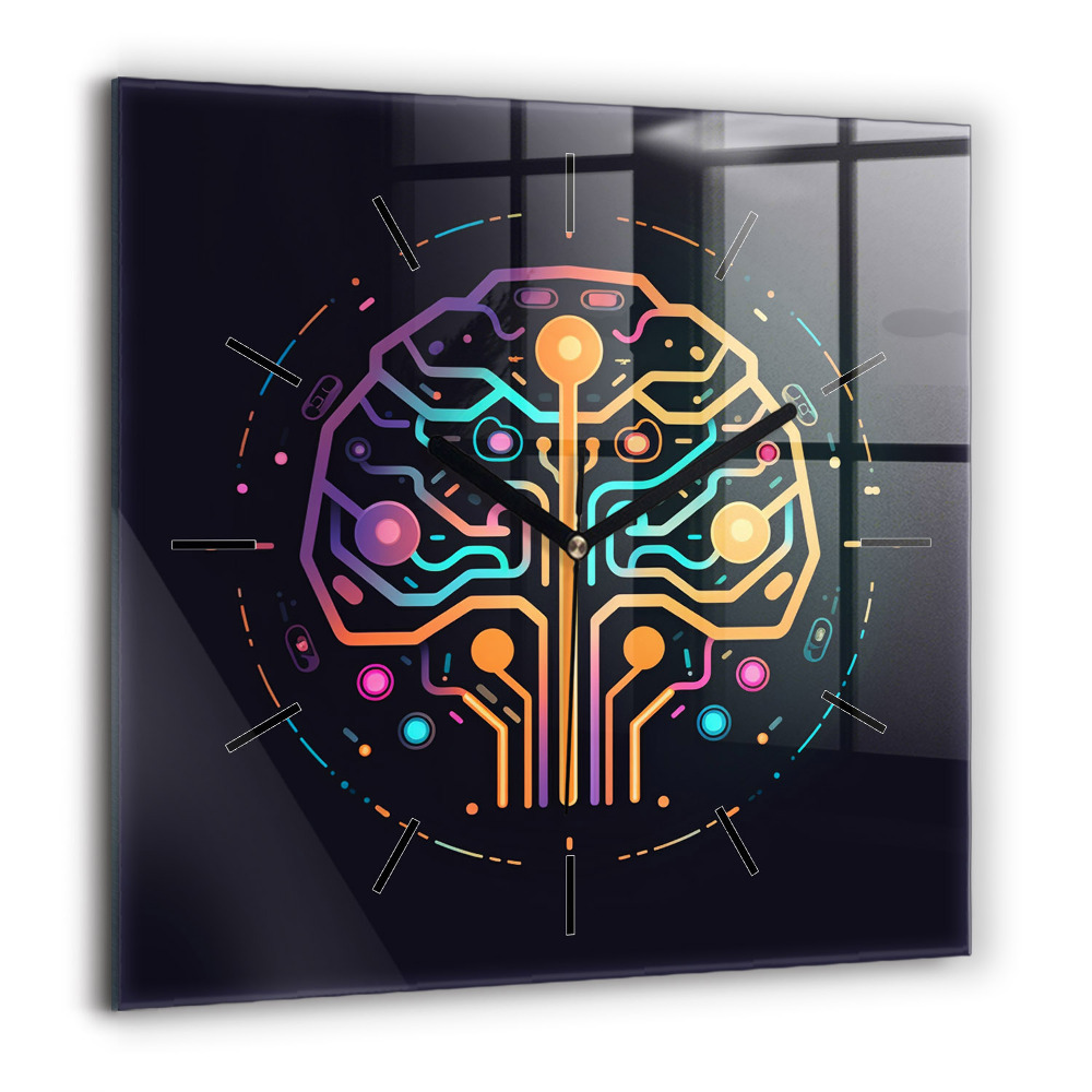 Horloge murale carrée 60x60 cm Abstraction colorée