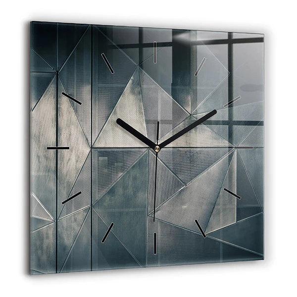 Horloge murale carrée 60x60 cm Triangles abstraits en métal