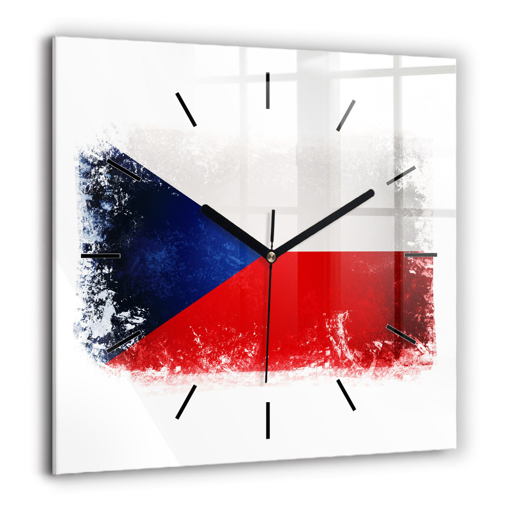 Horloge carrée en verre 60x60 cm Drapeau de la République tchèque
