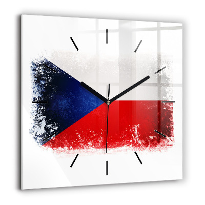 Horloge carrée en verre 60x60 cm Drapeau de la République tchèque