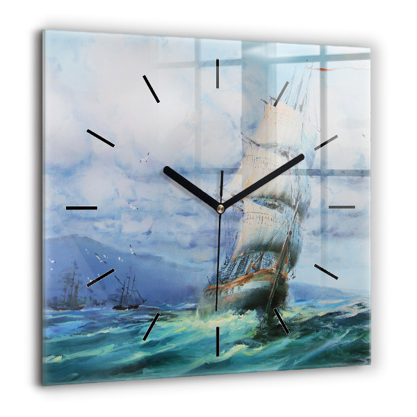 Horloge murale carrée 60x60 cm Bateau sur l'eau