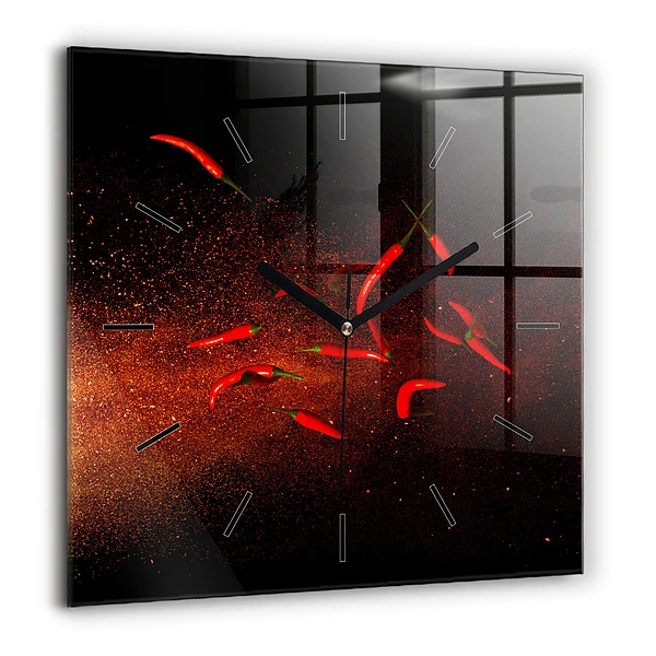 Pendule carrée en verre 60x60 cm Piments