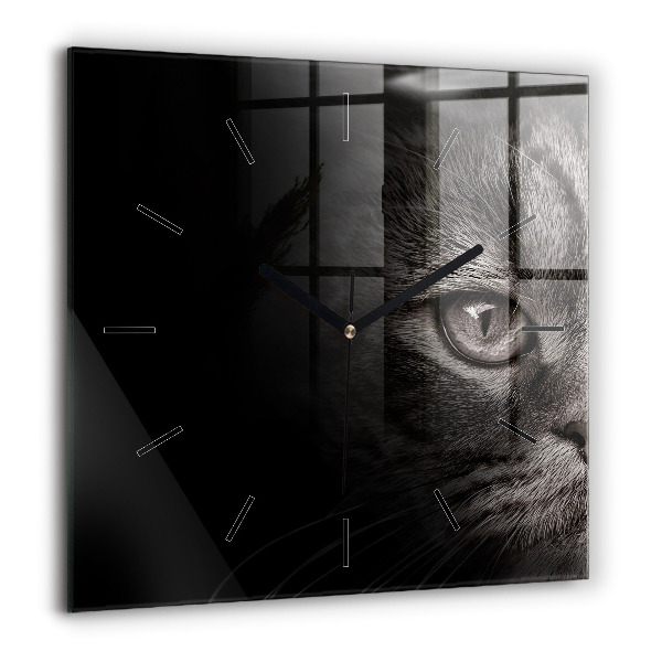 Pendule carrée en verre 60x60 cm Chien et chat écossais