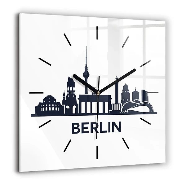 Pendule carrée en verre 60x60 cm Illustration de la ville de Berlin