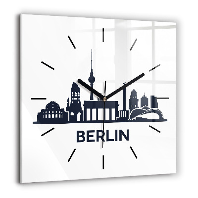 Pendule carrée en verre 60x60 cm Illustration de la ville de Berlin