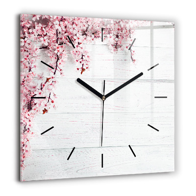 Horloge carrée en verre 60x60 cm Fleurs de printemps