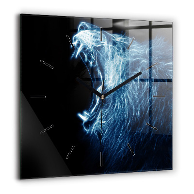 Horloge carrée en verre 60x60 cm Lion sauvage