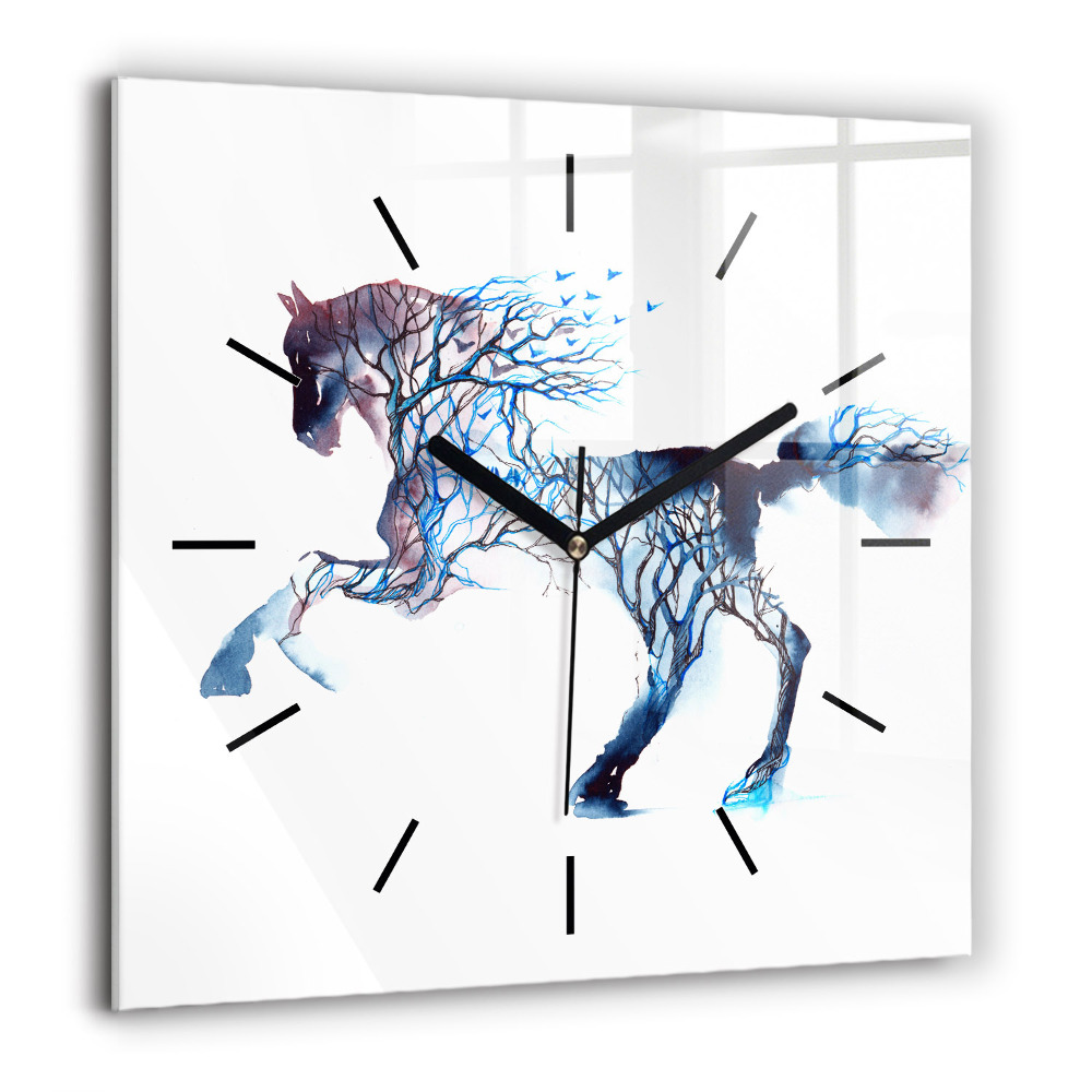 Horloge carrée en verre 60x60 cm Nature de l'animal