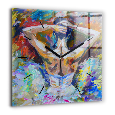 Horloge murale carrée 60x60 cm Ballerine peinte