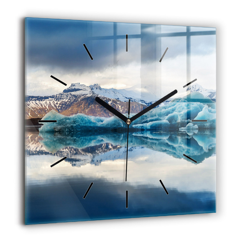 Horloge murale carrée 60x60 cm Lac Jokulsarlon Islande