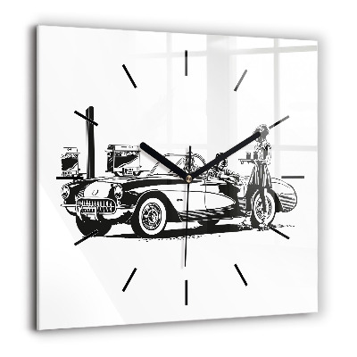 Horloge murale carrée 60x60 cm Illustration rétro