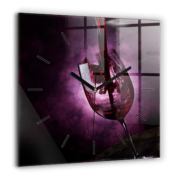 Horloge carrée en verre 60x60 cm Verre à vin
