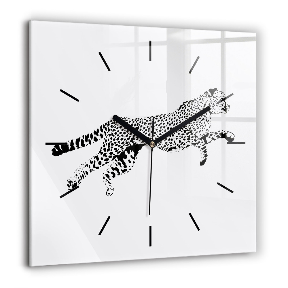 Pendule carrée en verre 60x60 cm Silhouette de panthère