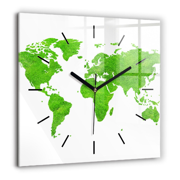 Horloge murale carrée 60x60 cm Carte de l'herbe verte