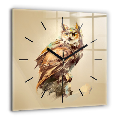 Horloge murale carrée 60x60 cm Hibou - un signe de sagesse