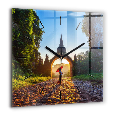 Horloge carrée en verre 60x60 cm Parc de Surat Thani en Thaïlande