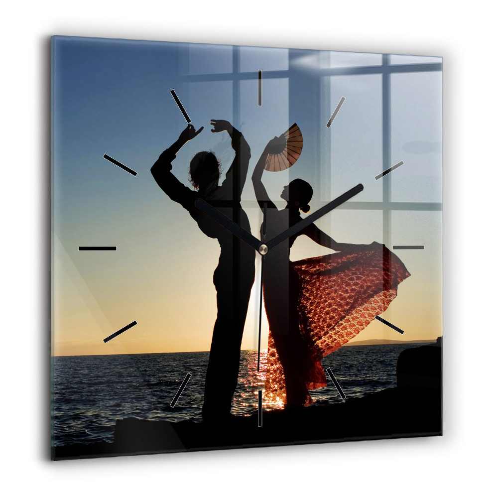 Horloge murale carrée 60x60 cm Danse espagnole en mer