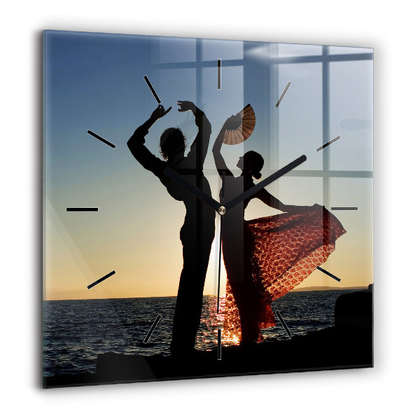 Horloge murale carrée 60x60 cm Danse espagnole en mer