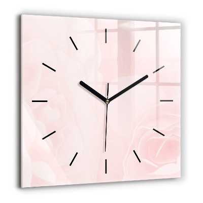 Horloge murale carrée 60x60 cm Roses en fleurs