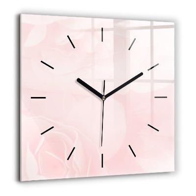 Pendule carrée en verre 60x60 cm Roses en fleurs