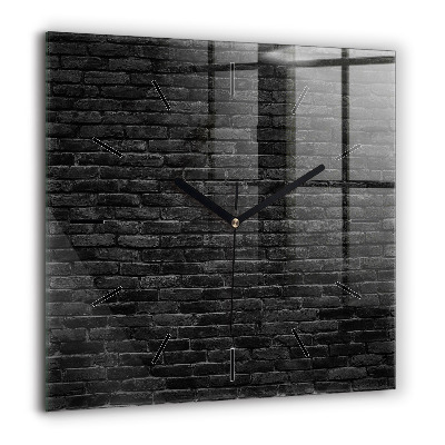 Pendule carrée en verre 60x60 cm Mur de briques sombres