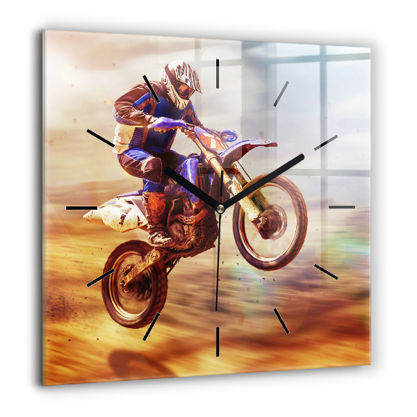 Horloge murale carrée 60x60 cm Motocross enduro