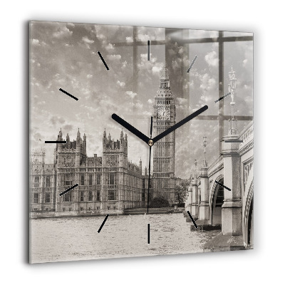Horloge carrée en verre 60x60 cm Londres Angleterre Big Ben