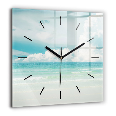 Horloge carrée en verre 60x60 cm Paysage mer