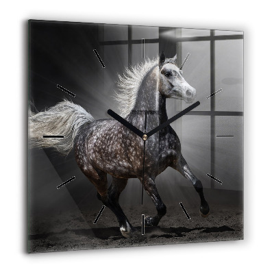Horloge murale carrée 60x60 cm Cheval au galop