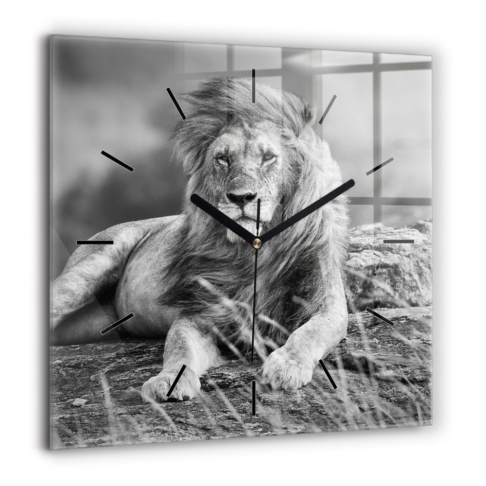 Pendule carrée en verre 60x60 cm Abstrait - Lion
