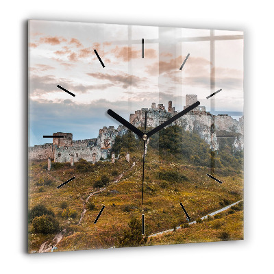 Horloge carrée en verre 60x60 cm Château de Spiš en Slovaquie