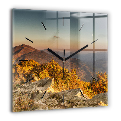 Pendule carrée en verre 60x60 cm Montagnes Bieszczady