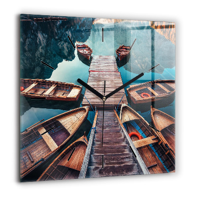 Horloge carrée en verre 60x60 cm Plate-forme et lac