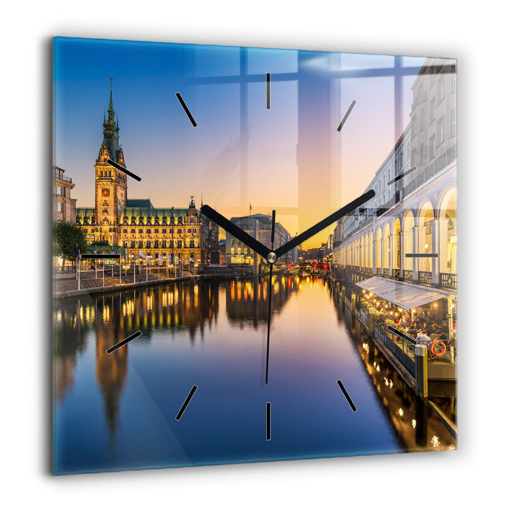 Horloge murale carrée 60x60 cm Hôtel de ville de Hambourg