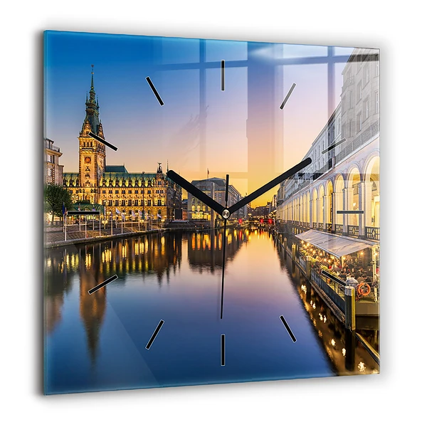 Horloge murale carrée 60x60 cm Hôtel de ville de Hambourg