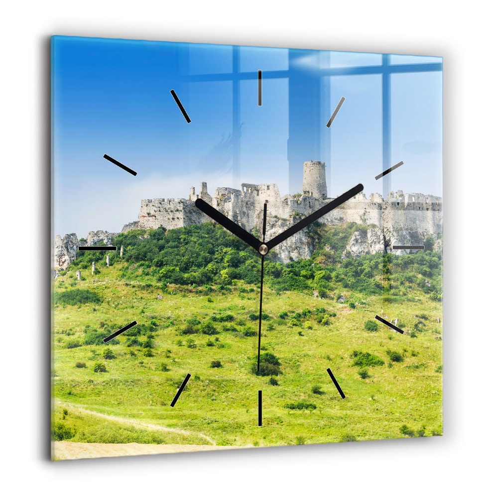 Pendule carrée en verre 60x60 cm Château de Spiš en Slovaquie