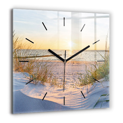 Horloge murale carrée 60x60 cm Coucher de soleil sur la mer