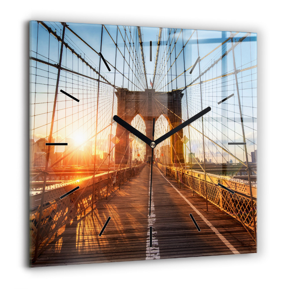 Horloge murale carrée 60x60 cm Pont de Brooklyn NYC