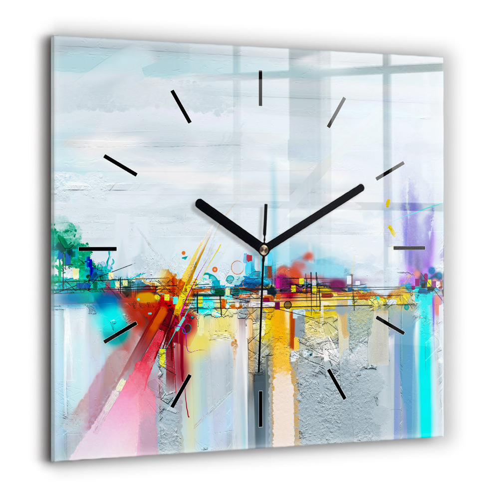 Horloge murale carrée 60x60 cm Paysage abstrait à l'huile