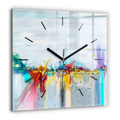 Horloge murale carrée 60x60 cm Paysage abstrait à l'huile