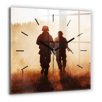 Pendule carrée en verre 60x60 cm Marines des États-Unis