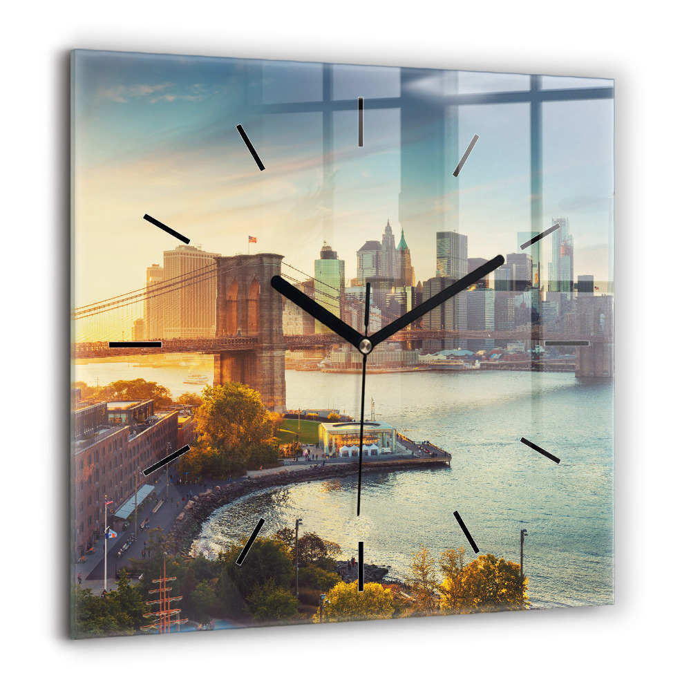 Horloge carrée en verre 60x60 cm New York Manhattan