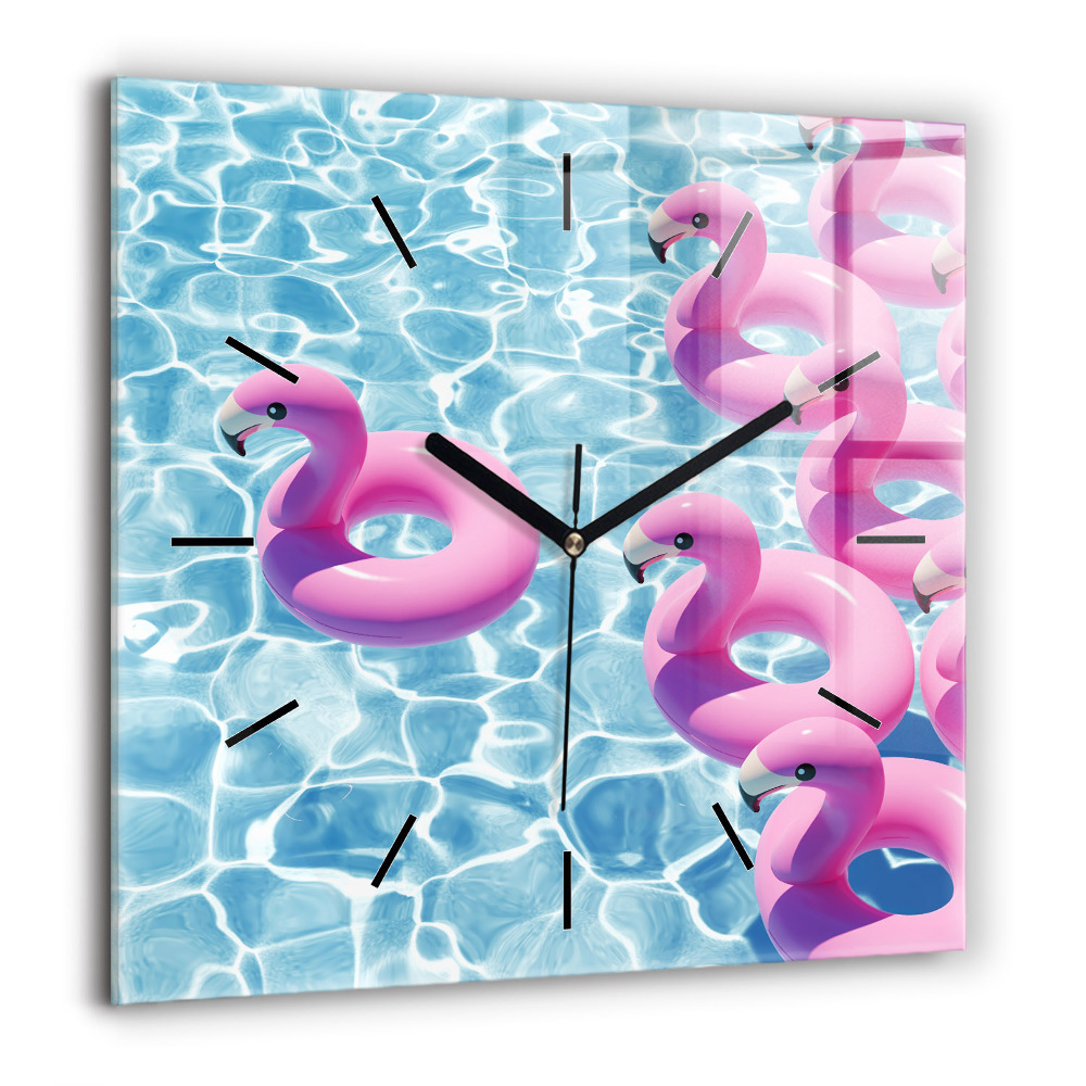 Horloge murale carrée 60x60 cm Flamands gonflables