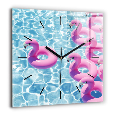 Horloge murale carrée 60x60 cm Flamands gonflables